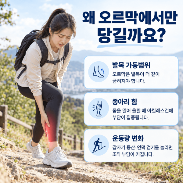 오르막에서 발목 가동 범위와 종아리 힘이 증가하는 이유