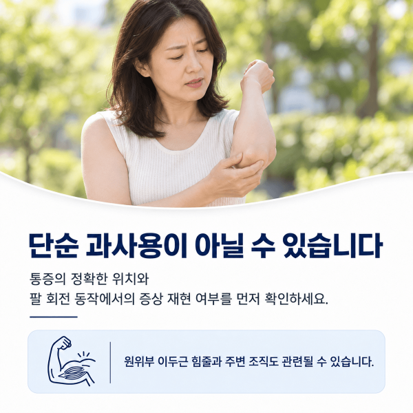 팔꿈치 앞쪽 통증과 원위 이두근 힘줄 안내